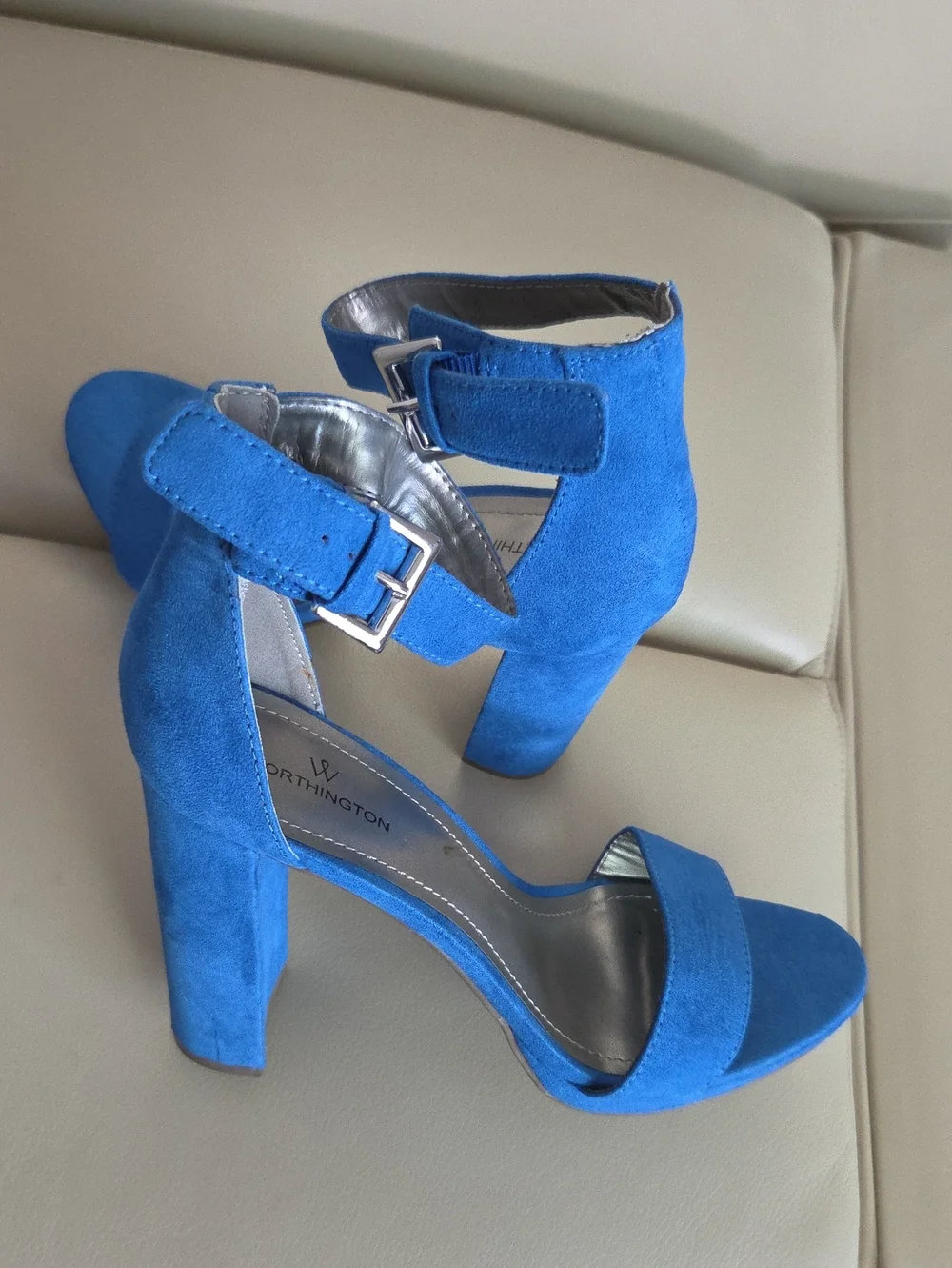 Worthington Women's Cobalt Blue Suede Block Heel Sandals  Size 7.5